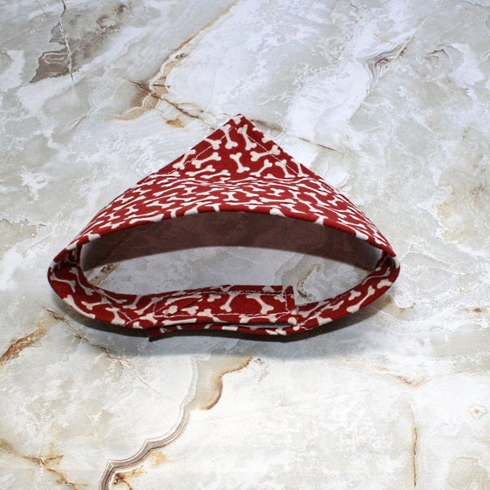 HAND CRAFTED Dog Bandana Bone Print Red with White Various Sizes - Picture 4 of 10